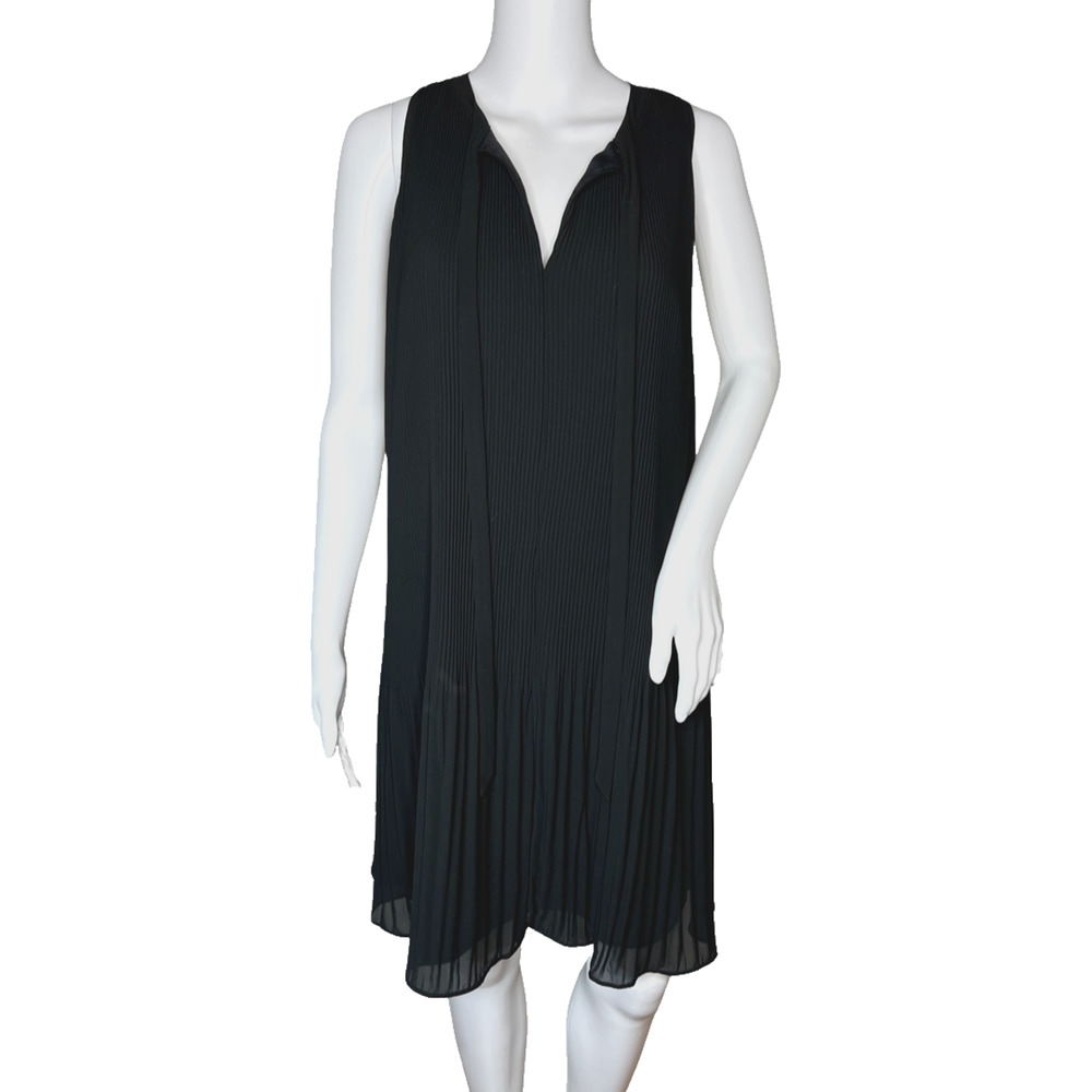 Loft Dress Womens Small Black Pleated Party Office Basic‎ Neutral Minimalist